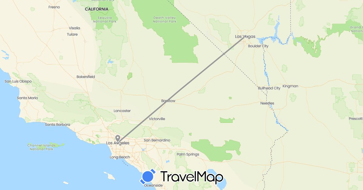 TravelMap itinerary: plane in United States (North America)